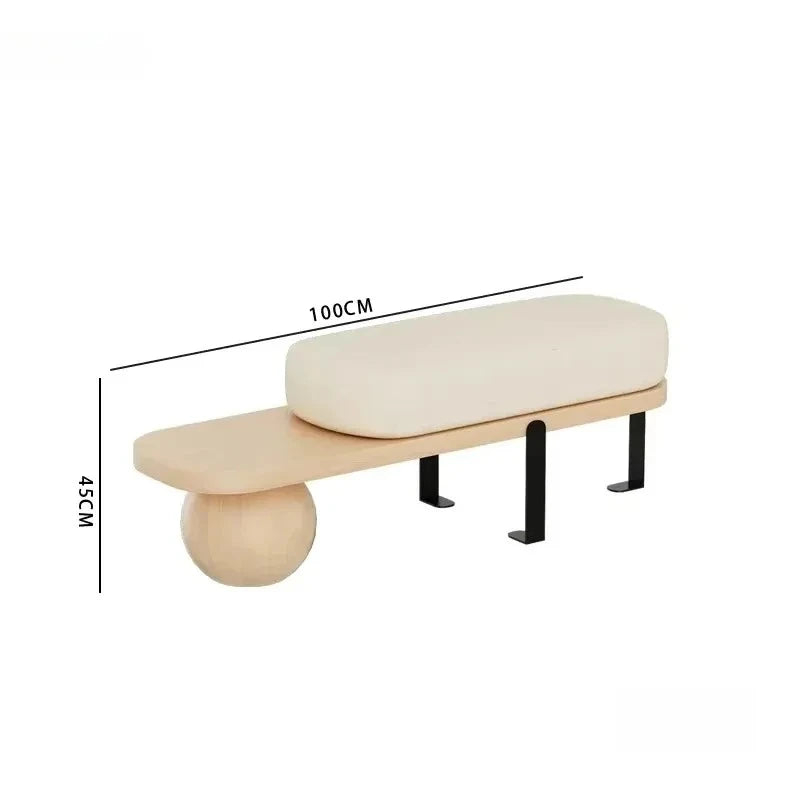 Creative U-shaped Footstool Solid Wood Bench Living Room Furniture Home Door Shoe Changing Stool Entrance Bedroom Bedside Stool