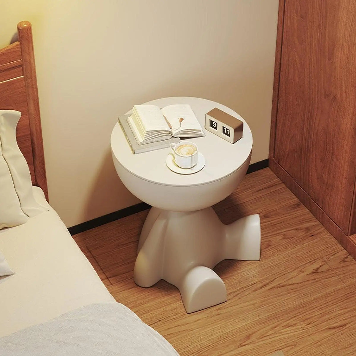 Cream Side End Table Creative Flat Coffee Table Flat Head Corner Table For Nightstand Drink Table Bedroom Bathroom Office