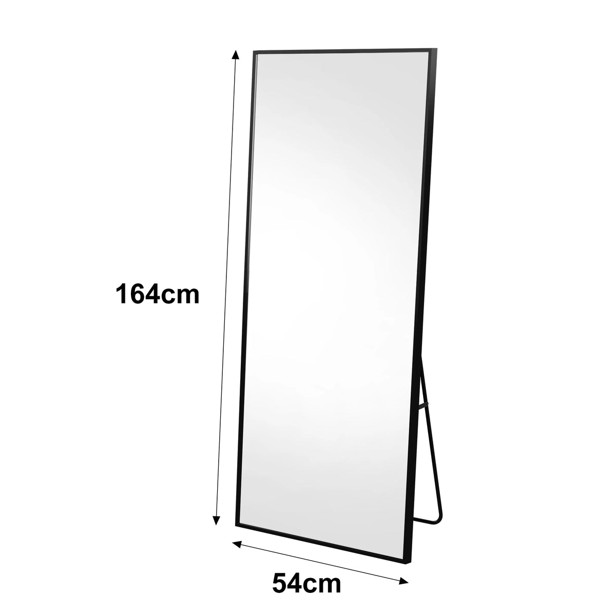 Full-Length Mirror, 164x54 cm, Framed Upright Mirror, Square Floor Mirror, Can Be Wall-Mounted, Reclined, or Placed on the Floor; Suitable for Bedrooms, Living Rooms, and Dressing Rooms