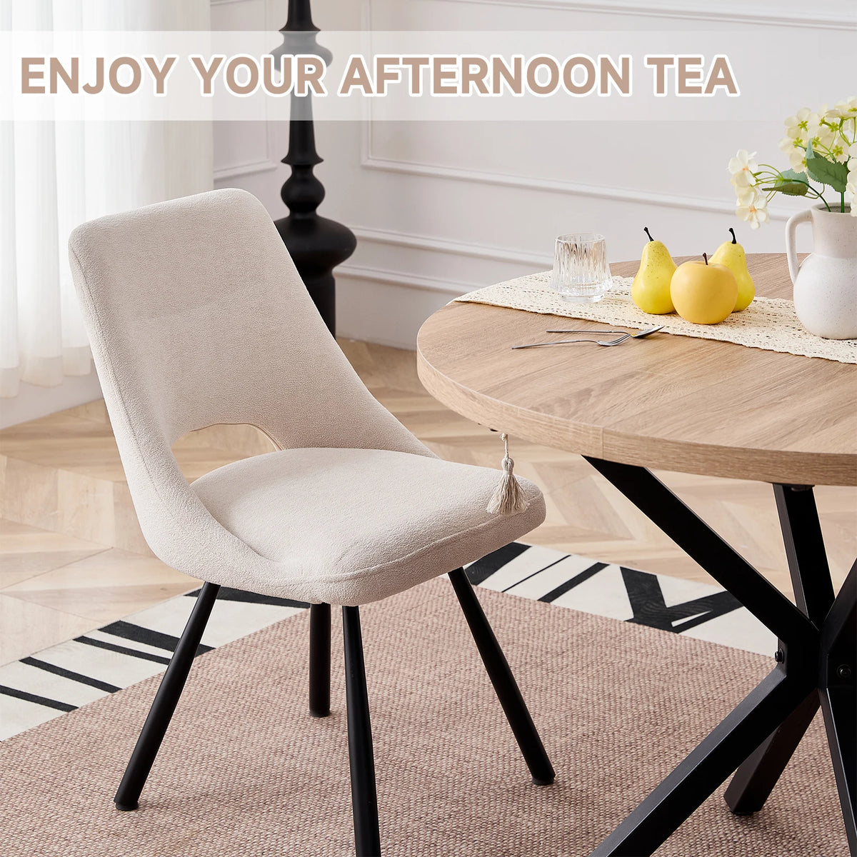 EGOONM Nordic Round Table Solid Wood Table with Wooden Lid and Steel Frame Coffee Tables Living Room Office Home Furniture 100CM