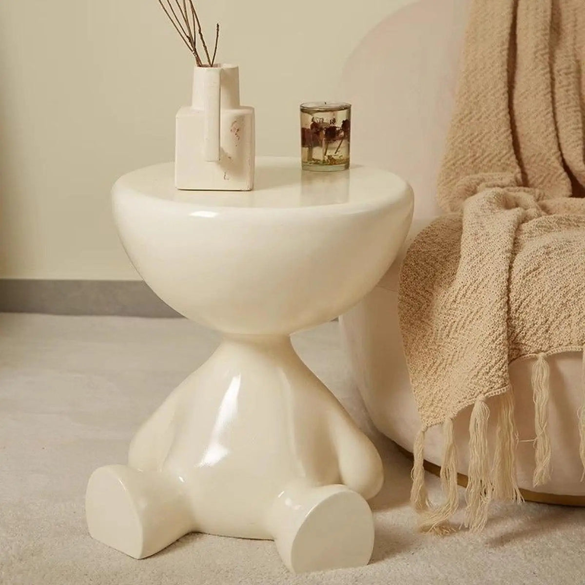 Cream Side End Table Creative Flat Coffee Table Flat Head Corner Table For Nightstand Drink Table Bedroom Bathroom Office