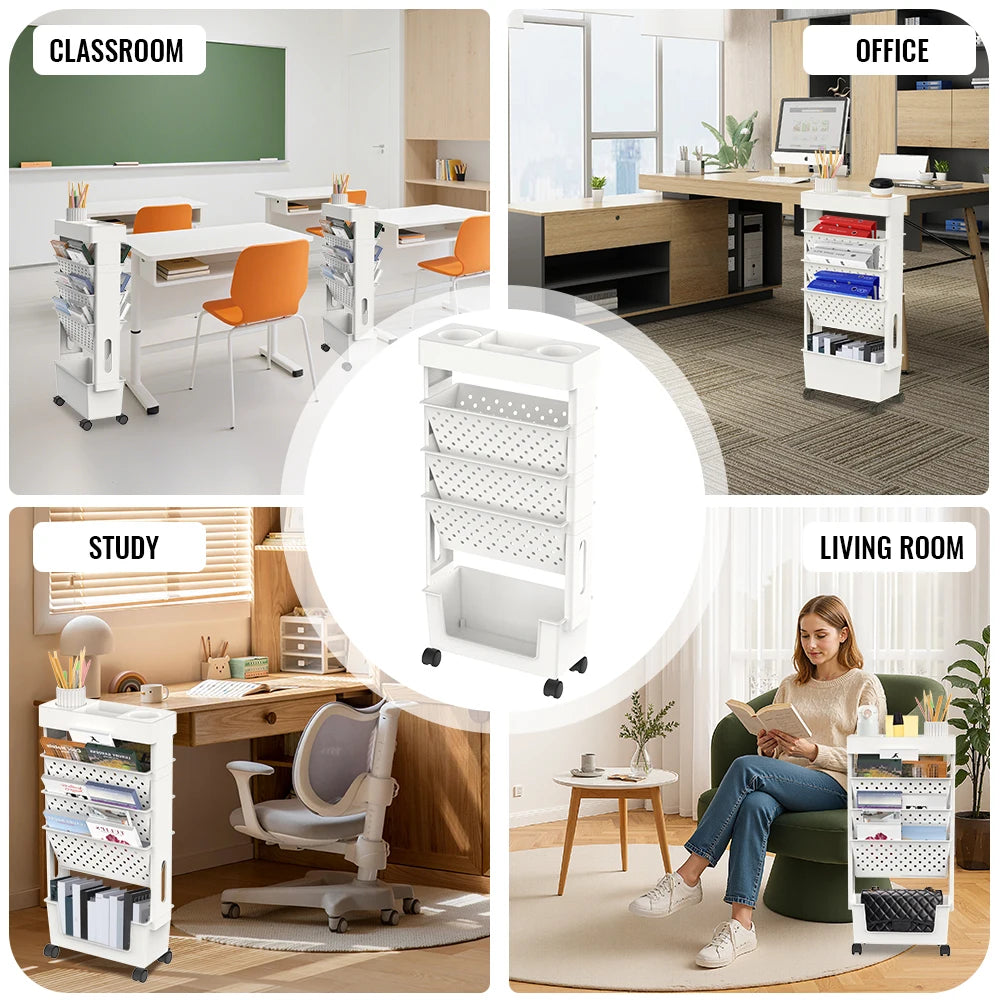 Multi-Layer Movable Storage Box For Desk And Book Storage Multifunctional Rolling Bookshelf Trolley Utility Organizer For Office