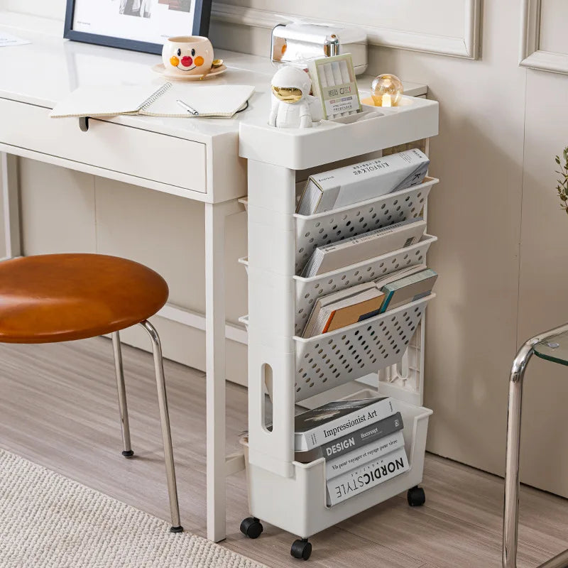 Multi-Layer Movable Storage Box For Desk And Book Storage Multifunctional Rolling Bookshelf Trolley Utility Organizer For Office