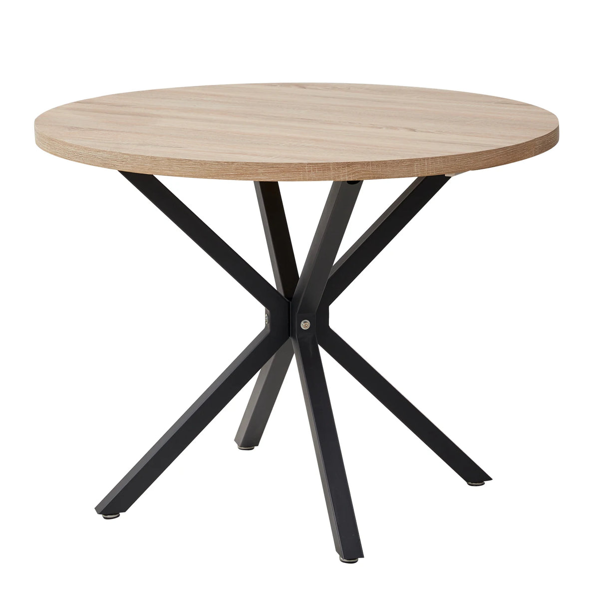 EGOONM Nordic Round Table Solid Wood Table with Wooden Lid and Steel Frame Coffee Tables Living Room Office Home Furniture 100CM