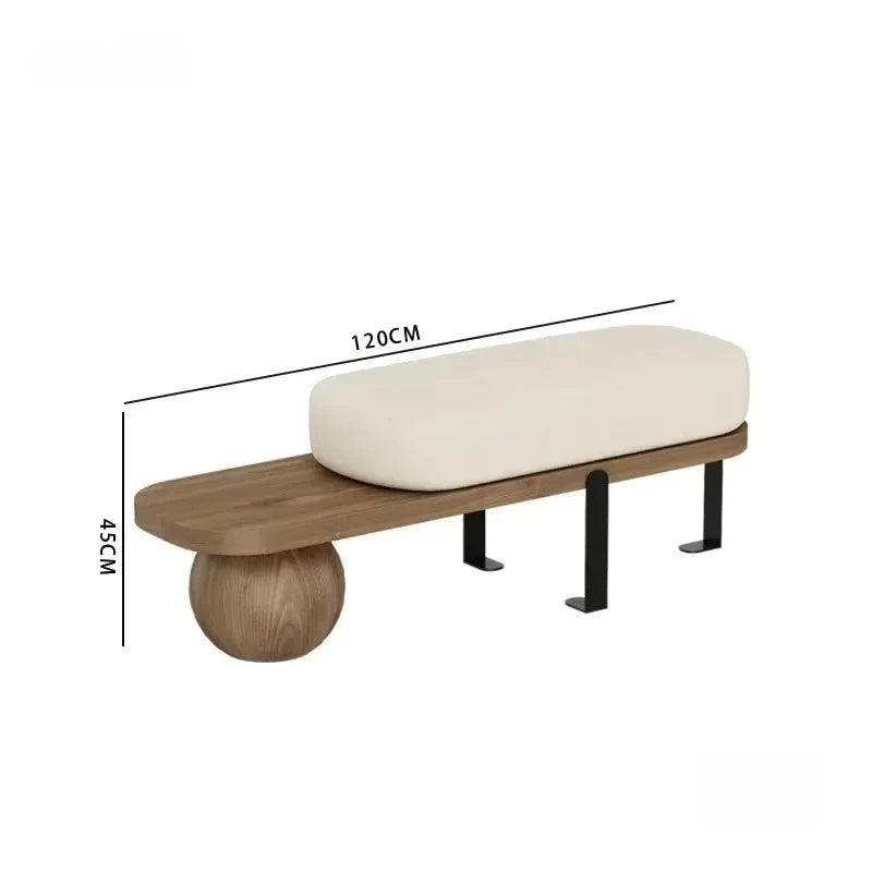 Creative U-shaped Footstool Solid Wood Bench Living Room Furniture Home Door Shoe Changing Stool Entrance Bedroom Bedside Stool