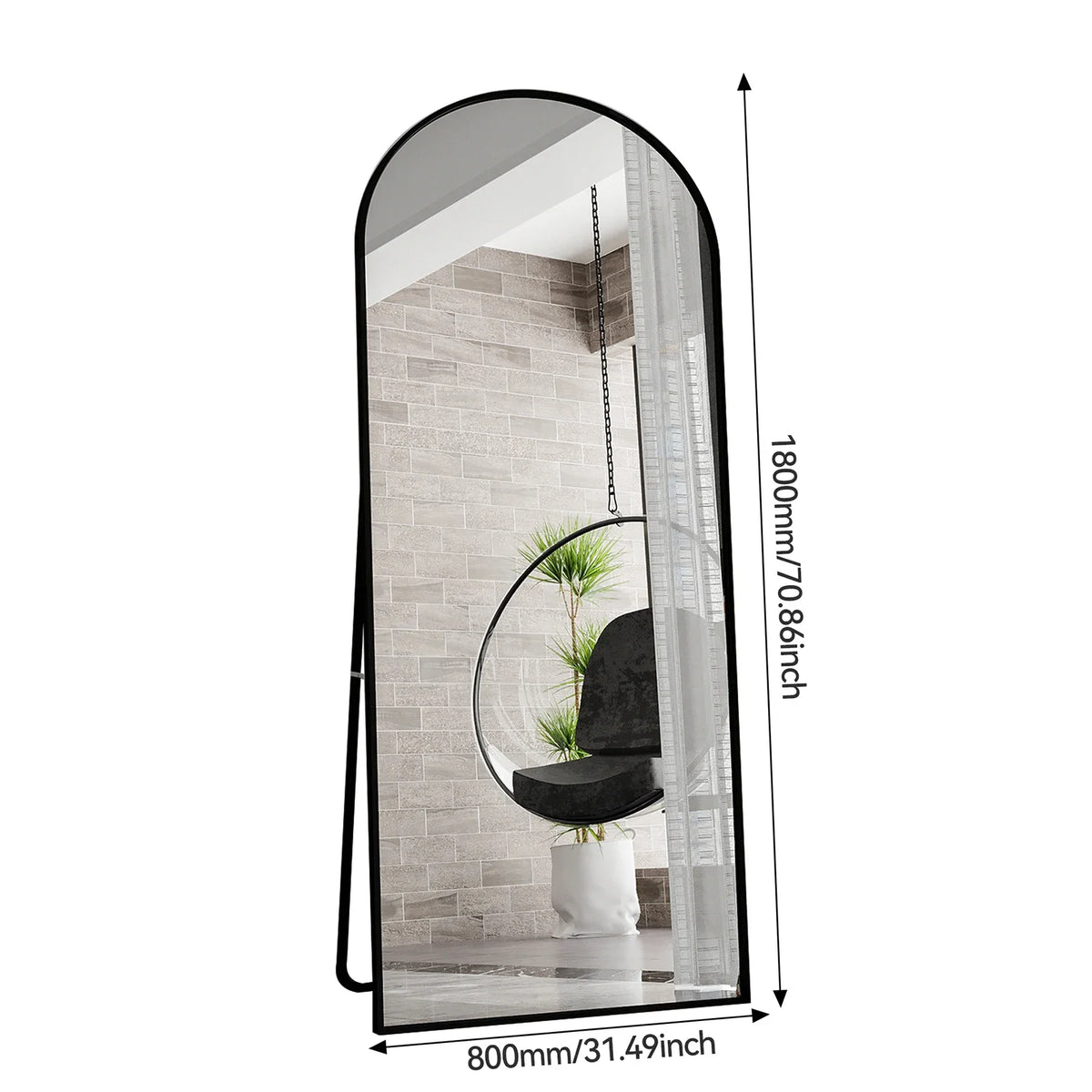 Full Length Mirror,Standing Mirror with Black Frame, Large Wall Mirror for Standing, Leaning or Hanging