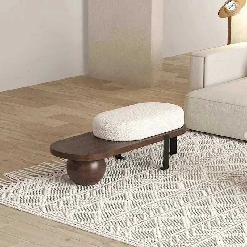 Creative U-shaped Footstool Solid Wood Bench Living Room Furniture Home Door Shoe Changing Stool Entrance Bedroom Bedside Stool