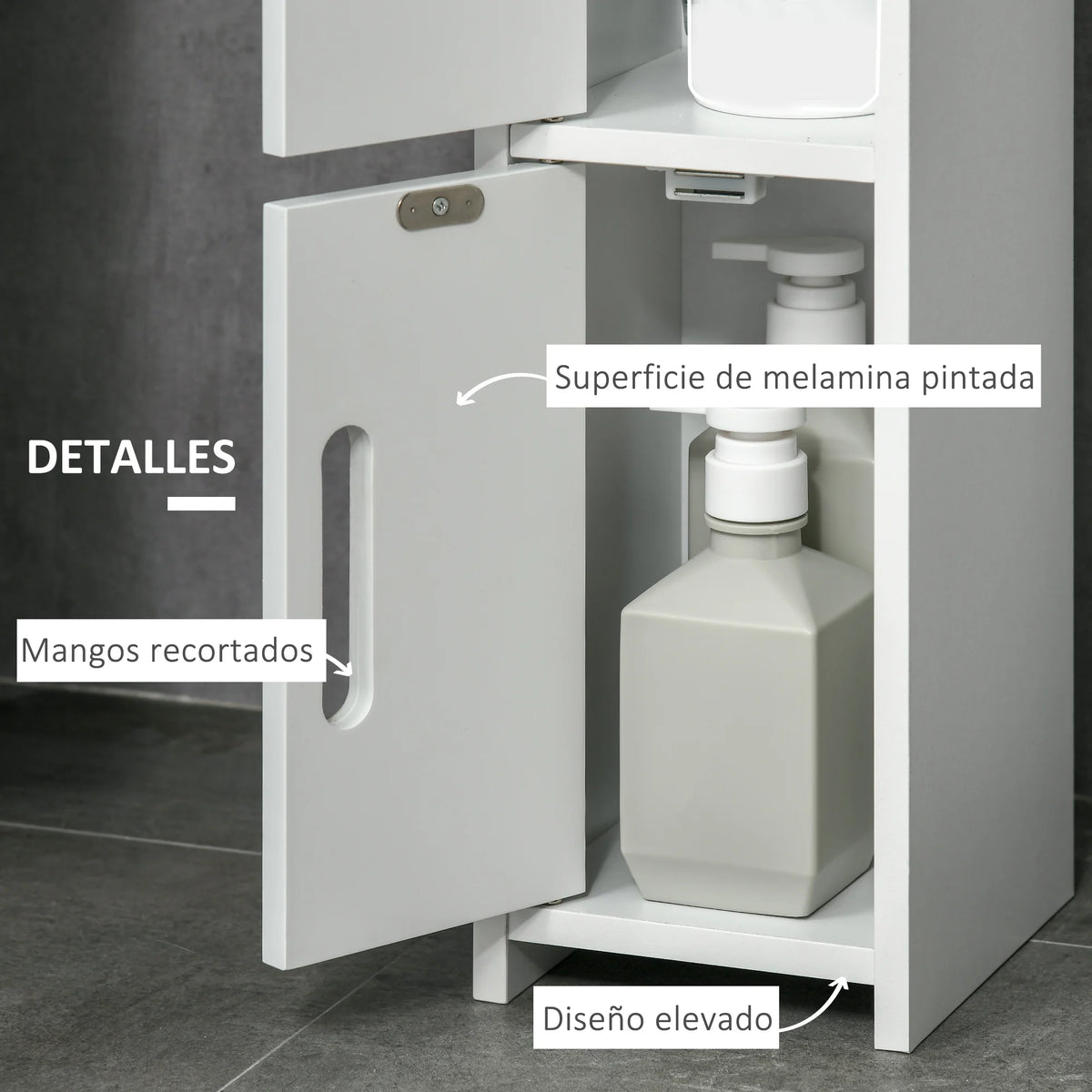 Kleankin Tall Bathroom Cabinet with 3 Doors and 3 Shelves 15X17X120 cm