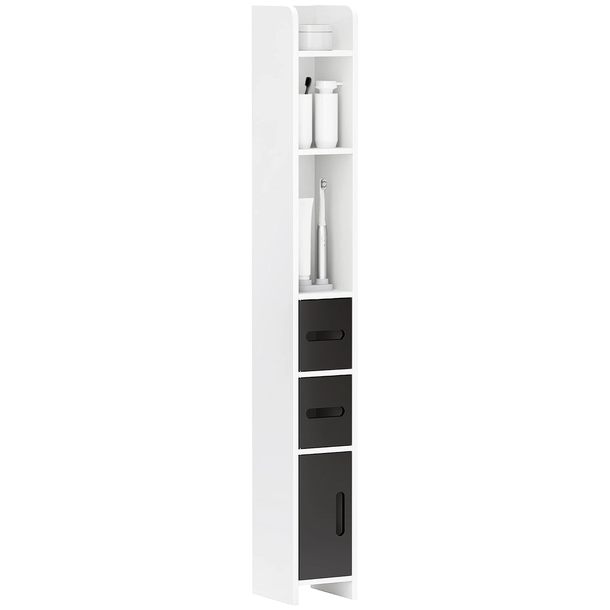 Kleankin Tall Bathroom Cabinet with 3 Doors and 3 Shelves 15X17X120 cm