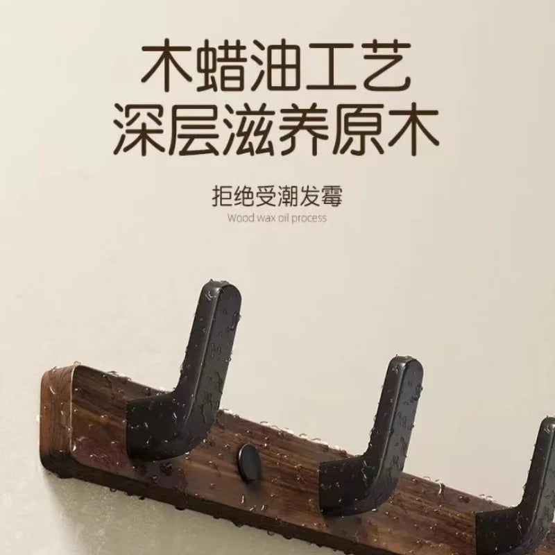 Wall Mount Wooden Coat Rack with Shelf Multi-Purpose Wall Hanger Hooks Storage Rack for Entryway Bedroom Bathroom Kitchen