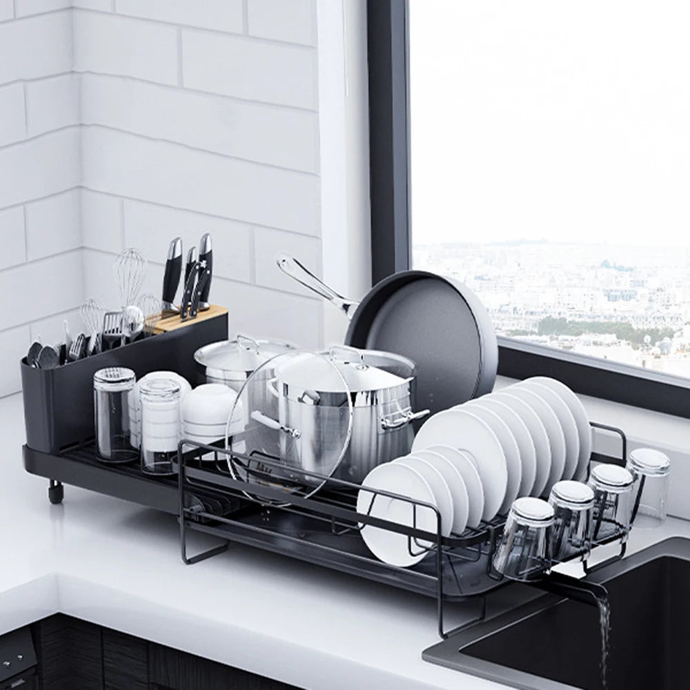 Dish Drying Rack, Expandable Dish Racks for Kitchen Counter,18.7" to 26.69" Extendable Multifunctional Extra Large Dish