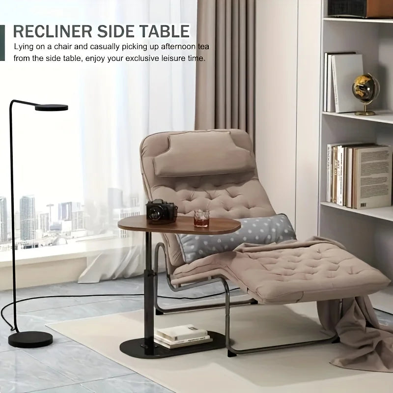 Height adjustable table - solid wood surface, movable side end table, great for coffee, study, inside & outside spaces
