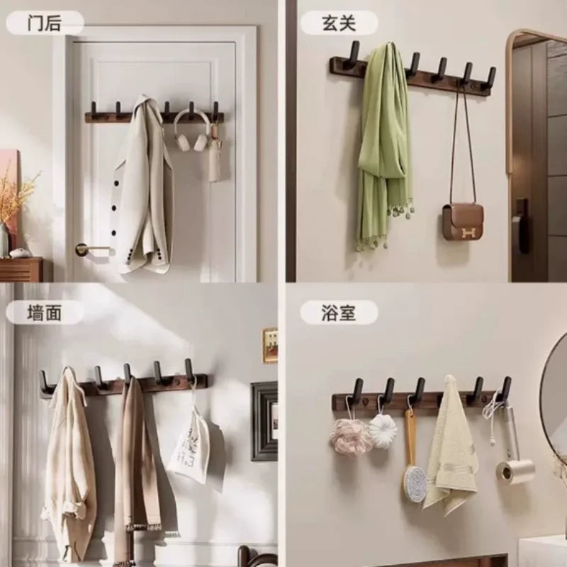 Wall Mount Wooden Coat Rack with Shelf Multi-Purpose Wall Hanger Hooks Storage Rack for Entryway Bedroom Bathroom Kitchen