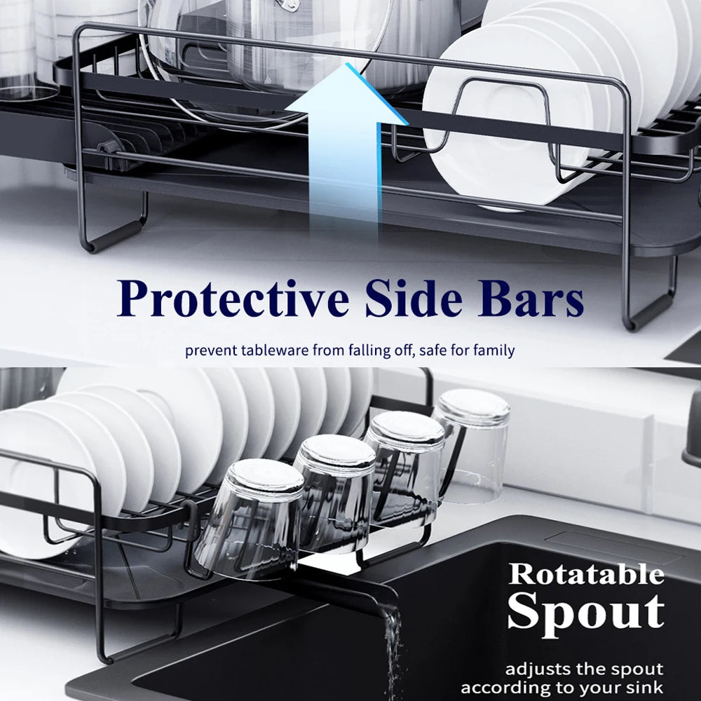 Dish Drying Rack, Expandable Dish Racks for Kitchen Counter,18.7" to 26.69" Extendable Multifunctional Extra Large Dish