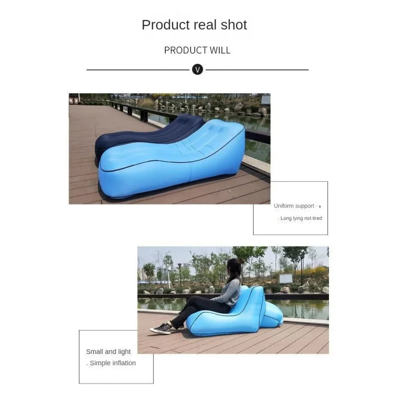 Inflatable Sofa Portable Air Bed Outdoor Airbed Noon Break Bed Camping Casual Beach Recliner Floatation Bed