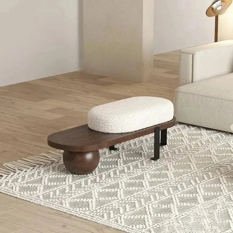 Creative U-shaped Footstool Solid Wood Bench Living Room Furniture Home Door Shoe Changing Stool Entrance Bedroom Bedside Stool