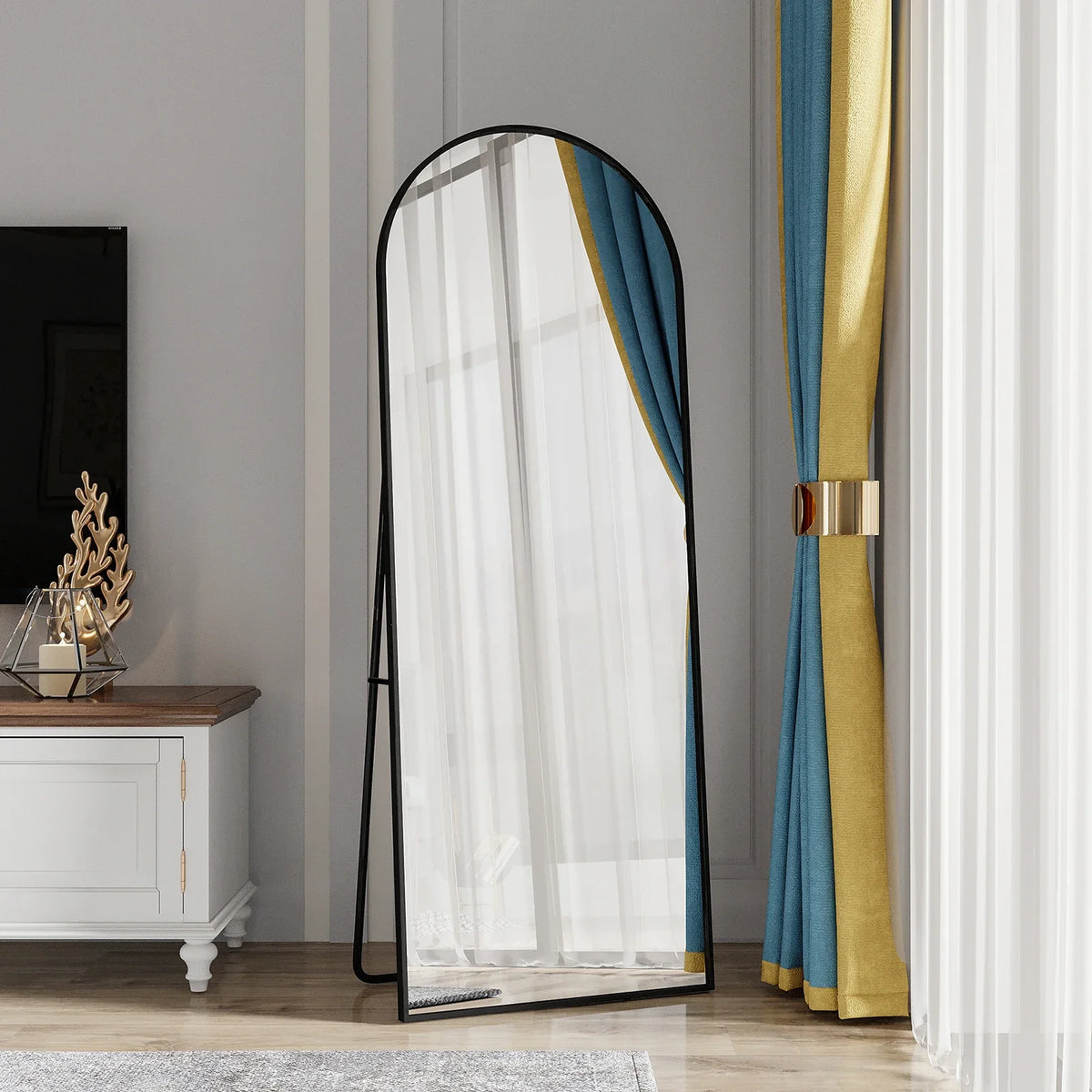 Full Length Mirror,Standing Mirror with Black Frame, Large Wall Mirror for Standing, Leaning or Hanging