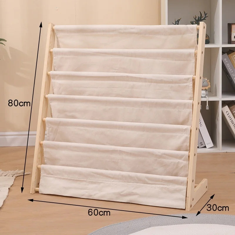 Household Solid Wood Floor To Ceiling Bookshelf Removable Multi-Layer Storage Bookshelf Children'S Picture Book Storage Rack