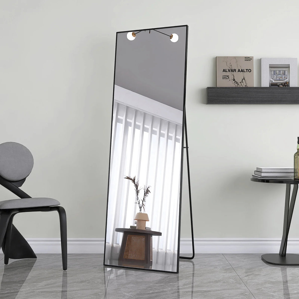 Full Length Mirror,Standing Mirror with Black Frame, Large Wall Mirror for Standing, Leaning or Hanging