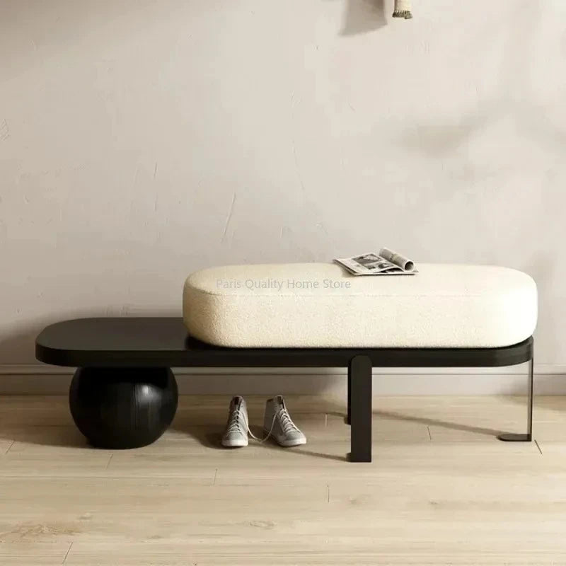 Creative U-shaped Footstool Solid Wood Bench Living Room Furniture Home Door Shoe Changing Stool Entrance Bedroom Bedside Stool