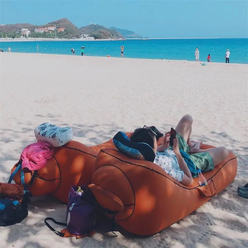 Inflatable Sofa Portable Air Bed Outdoor Airbed Noon Break Bed Camping Casual Beach Recliner Floatation Bed