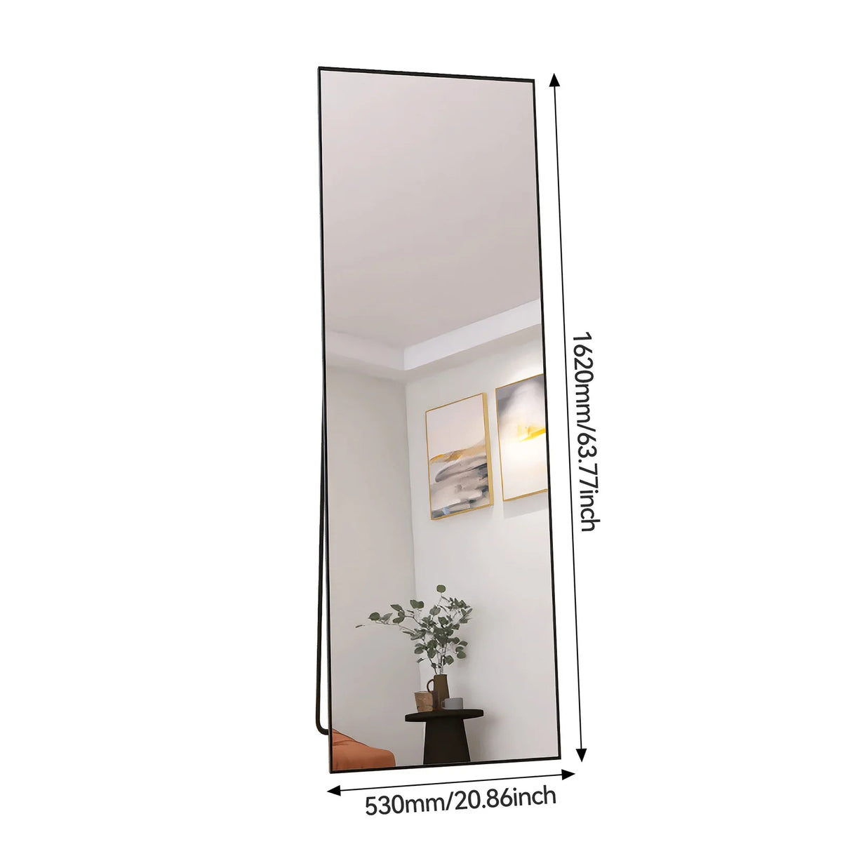 Full Length Mirror,Standing Mirror with Black Frame, Large Wall Mirror for Standing, Leaning or Hanging