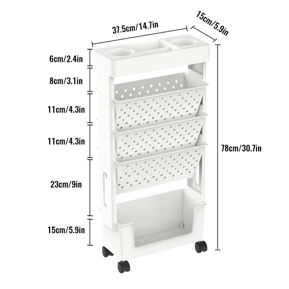 Multi-Layer Movable Storage Box For Desk And Book Storage Multifunctional Rolling Bookshelf Trolley Utility Organizer For Office