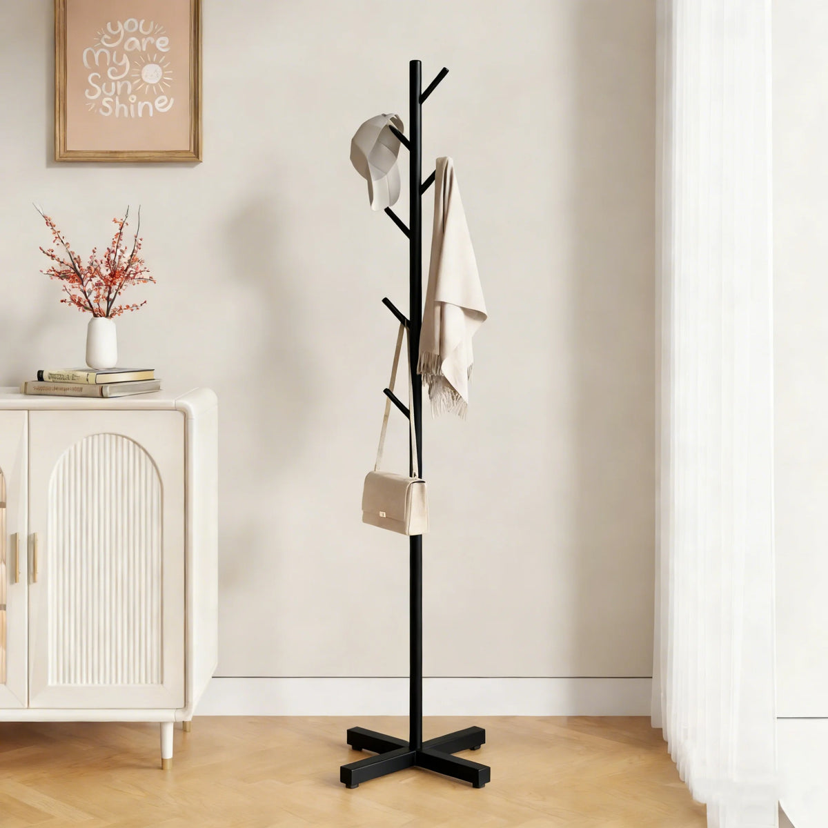 Floor Standing Clothes Rack Household Coat Hanger Simple Storage Organizer for Bedroom Living Room Clothing Display Stand