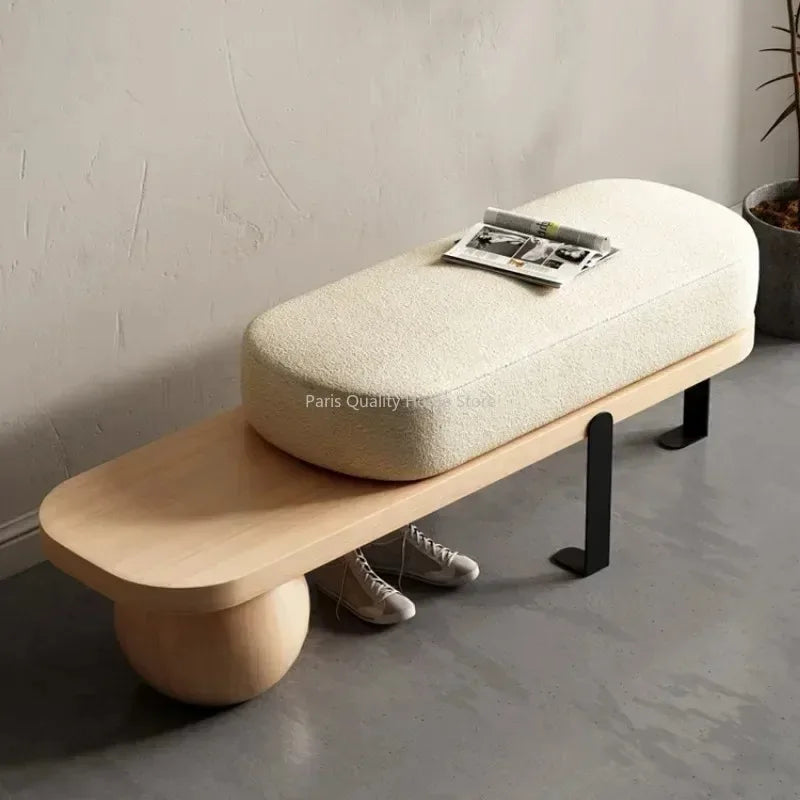 Creative U-shaped Footstool Solid Wood Bench Living Room Furniture Home Door Shoe Changing Stool Entrance Bedroom Bedside Stool