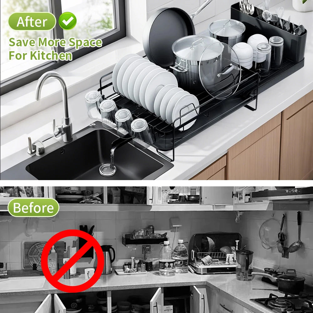 Dish Drying Rack, Expandable Dish Racks for Kitchen Counter,18.7" to 26.69" Extendable Multifunctional Extra Large Dish
