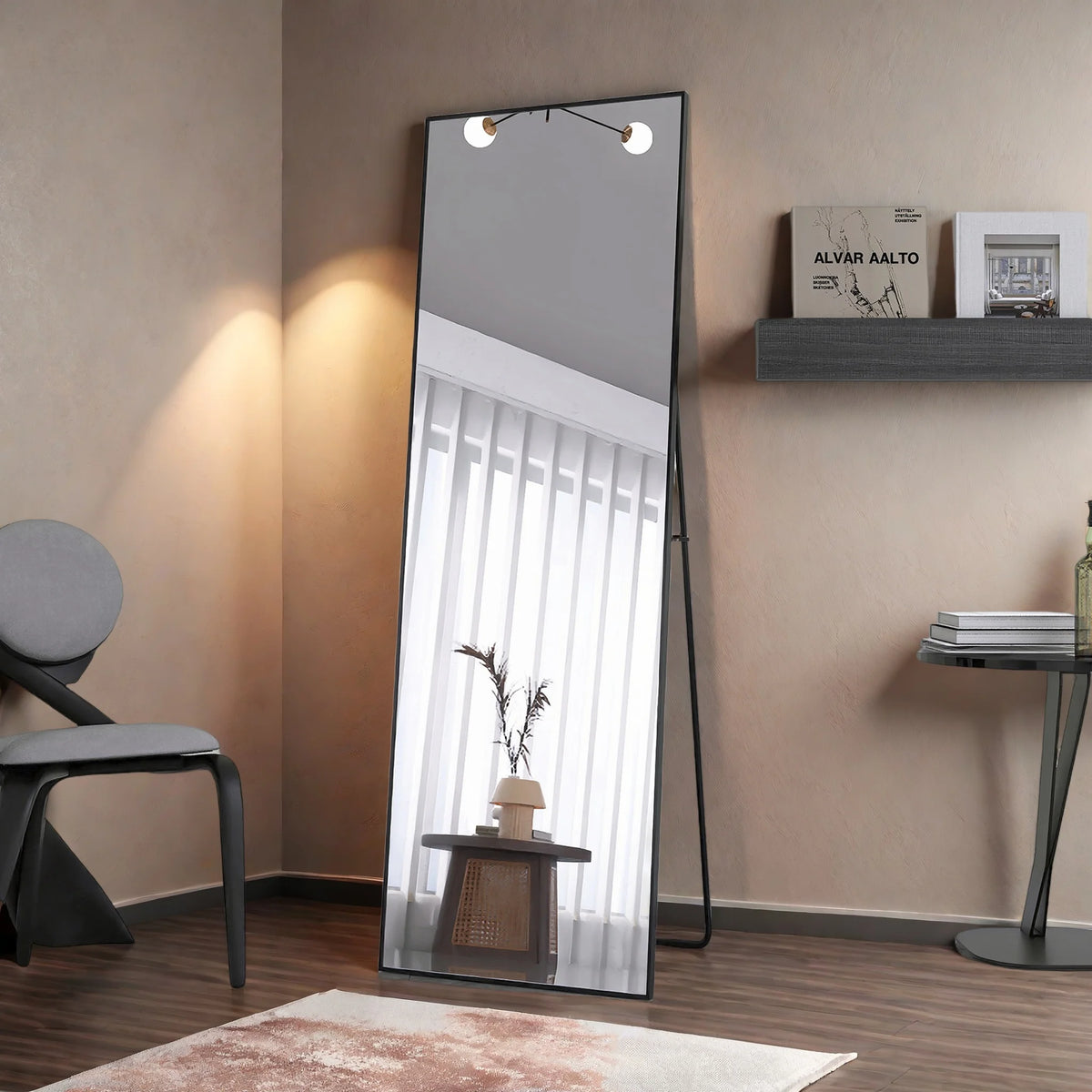 Full Length Mirror,Standing Mirror with Black Frame, Large Wall Mirror for Standing, Leaning or Hanging