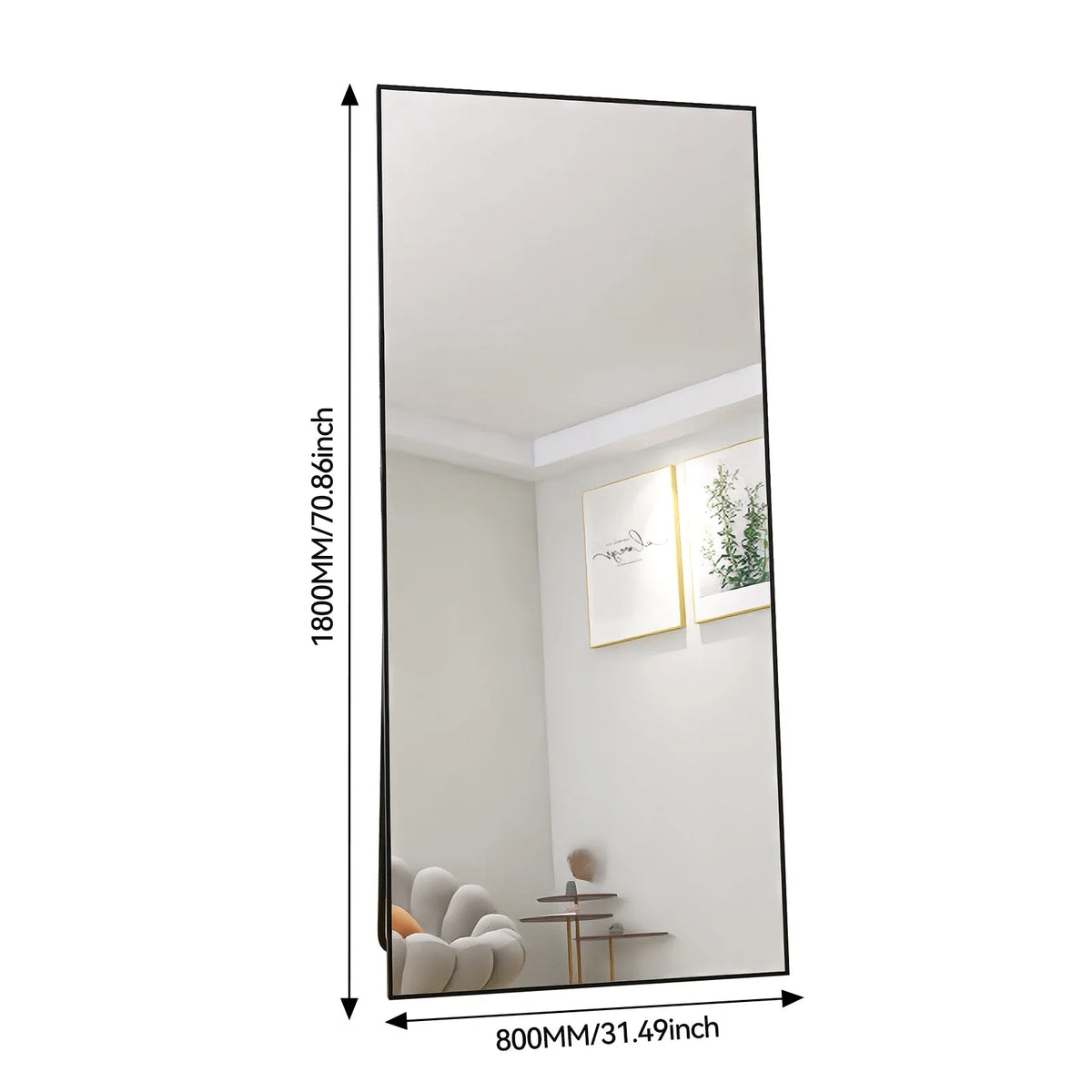 Full Length Mirror,Standing Mirror with Black Frame, Large Wall Mirror for Standing, Leaning or Hanging