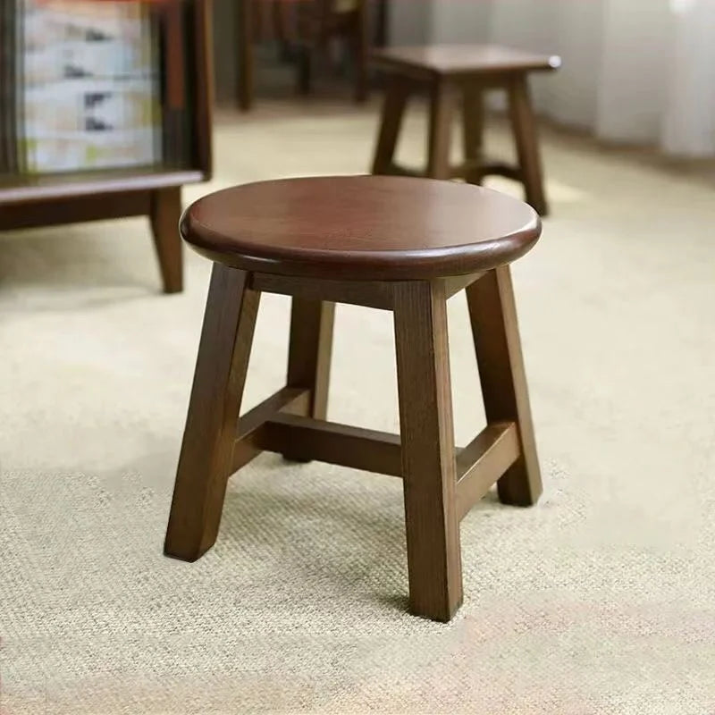 Walnut Colored Solid Wood Small Stool Modern Chinese Living Room Shoe Changing Stools Household Footrest Home Furniture 걸상