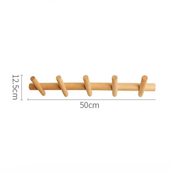 Nordic Solid Wood Coat Rack with 4/5 Hooks Wall Hanging Storage for Clothes Hat Keys Organizer Hanger Hallway Entrance Decor