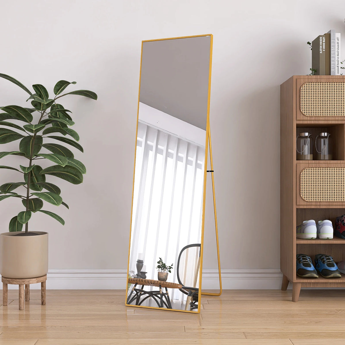 Full Length Mirror,Standing Mirror with Black Frame, Large Wall Mirror for Standing, Leaning or Hanging