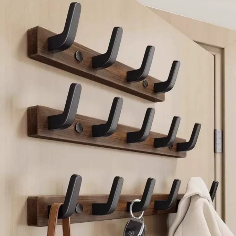 Wall Mount Wooden Coat Rack with Shelf Multi-Purpose Wall Hanger Hooks Storage Rack for Entryway Bedroom Bathroom Kitchen