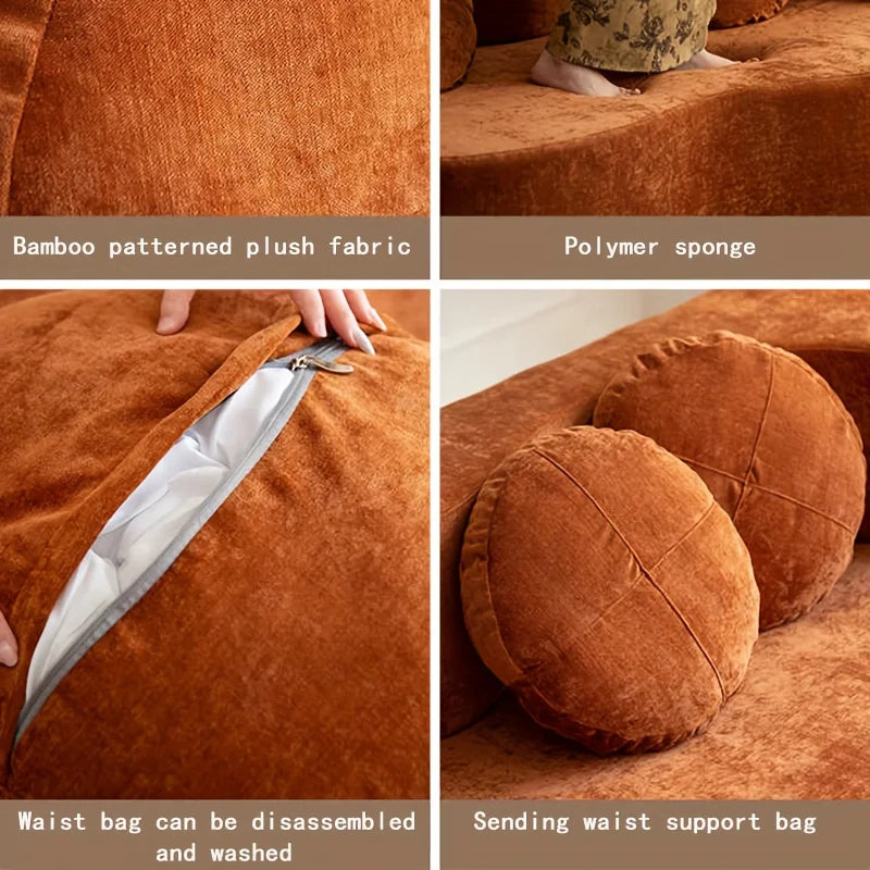 Vacuum compression sofa bed, retro sofa, vintage living room double folding dual-purpose, small apartment module fabric lazy sof