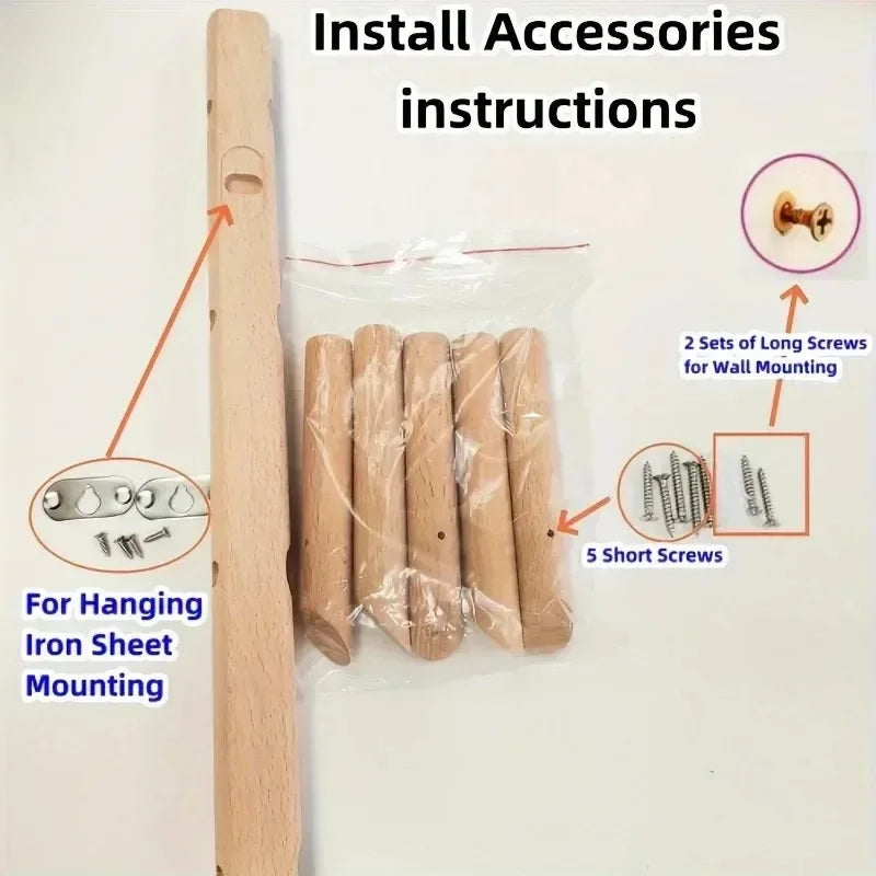 Nordic Solid Wood Coat Rack with 4/5 Hooks Wall Hanging Storage for Clothes Hat Keys Organizer Hanger Hallway Entrance Decor