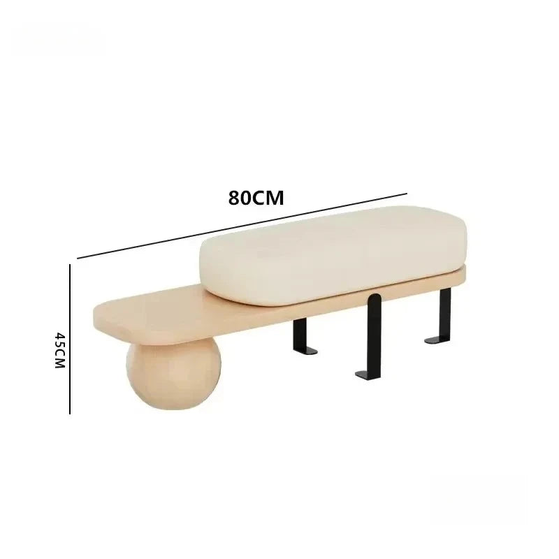 Creative U-shaped Footstool Solid Wood Bench Living Room Furniture Home Door Shoe Changing Stool Entrance Bedroom Bedside Stool