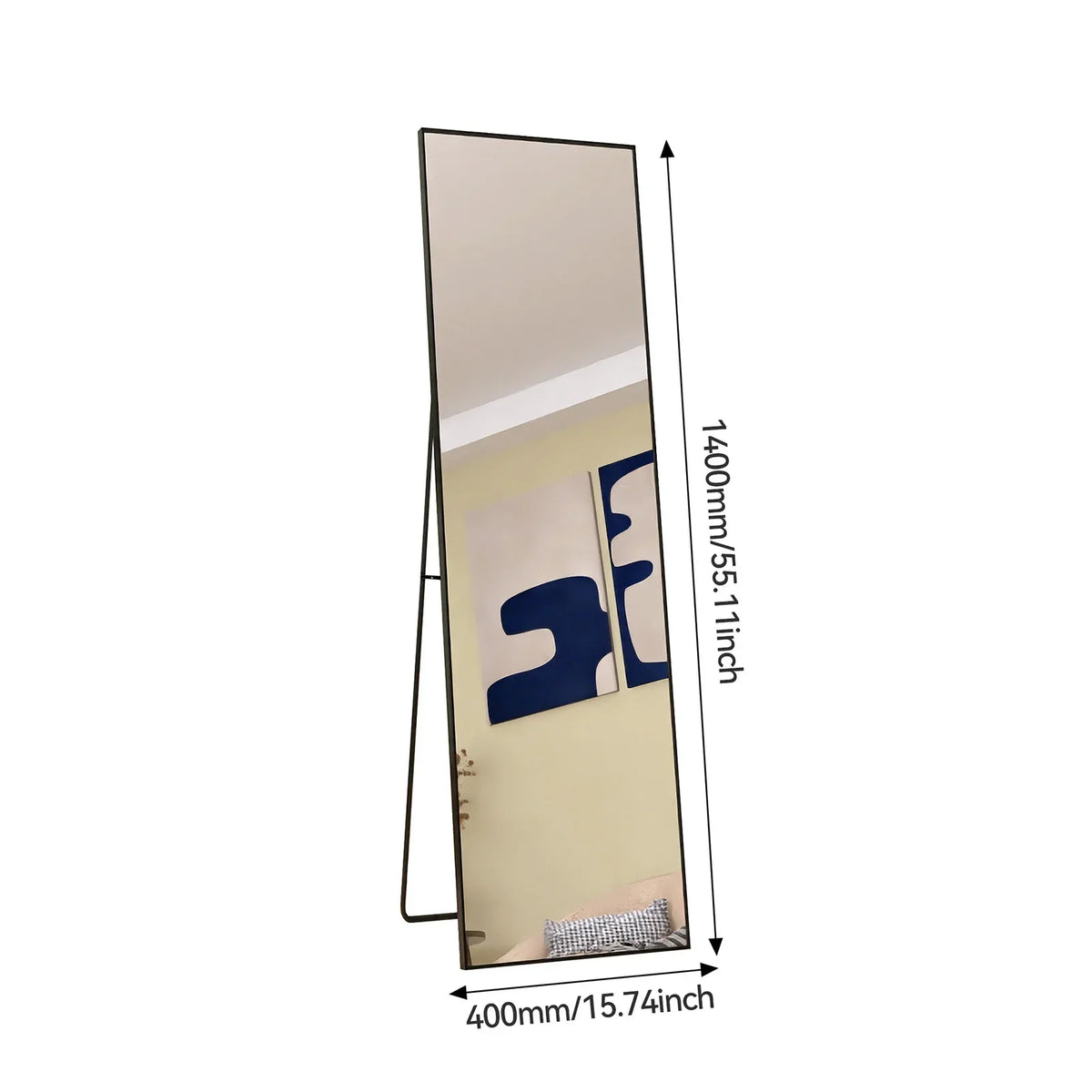 Full Length Mirror,Standing Mirror with Black Frame, Large Wall Mirror for Standing, Leaning or Hanging